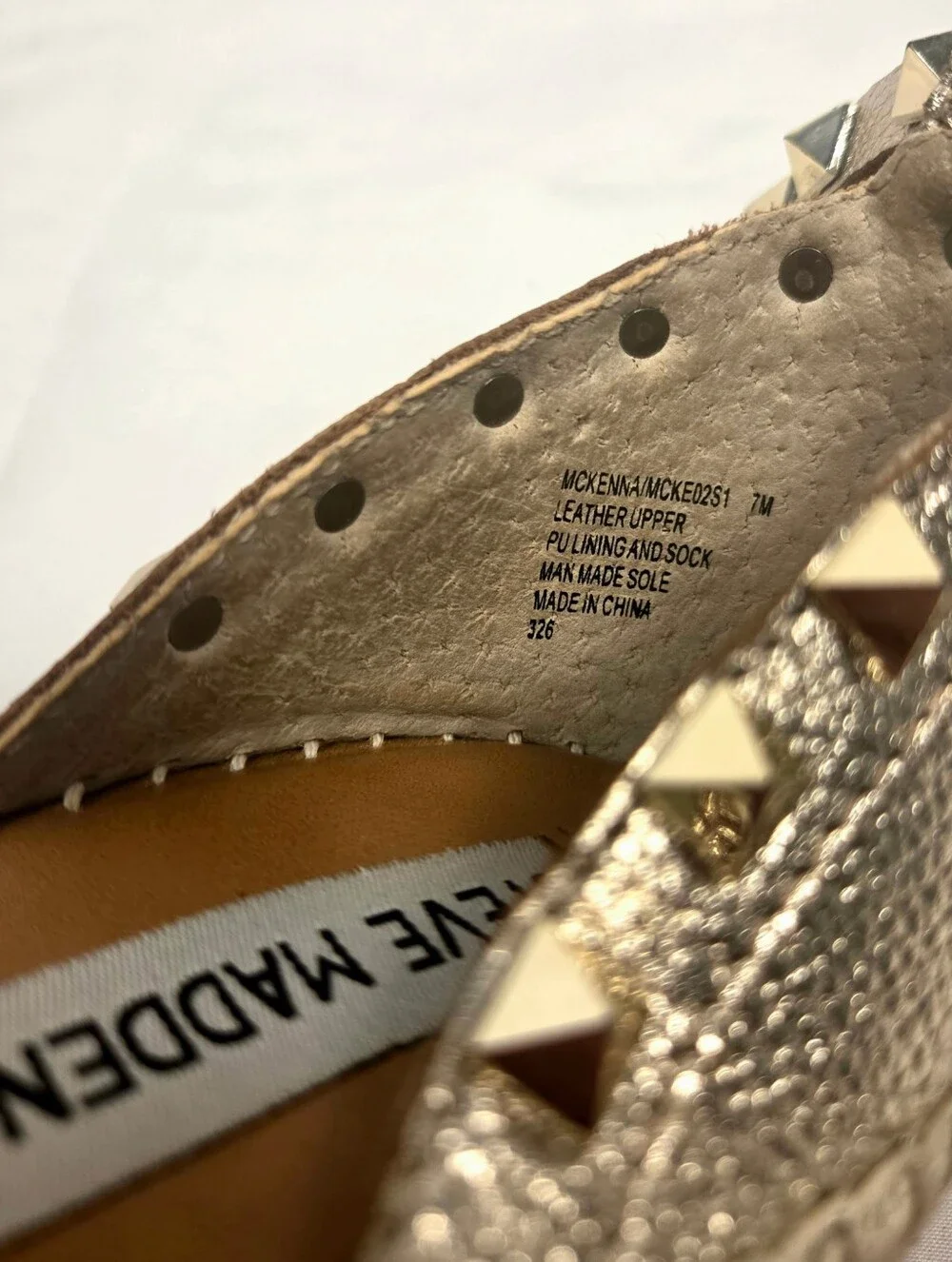 Steve Madden McKenna Gold Metallic Studded Espadrille Wedge Sandals - Size 7M